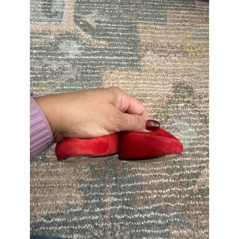 Classiques Entier Red Suede Pumps 7C Made in Italy Leather Vintage Heels